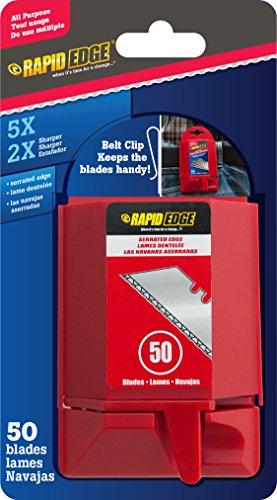Rapid Edge All-Purpose Rapid Edge Serrated Utility Knife Blades (50 blades), 1-Pack