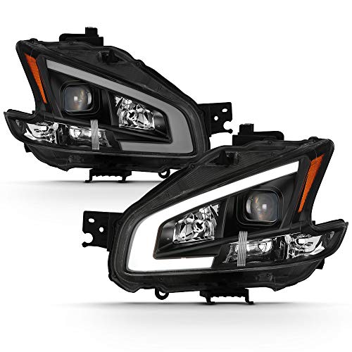 ACANII - For 2009-2014 Nissan Maxima Black UPGRADE LED Tube Style Projector Headlights Headlamps Driver+Passenger Side