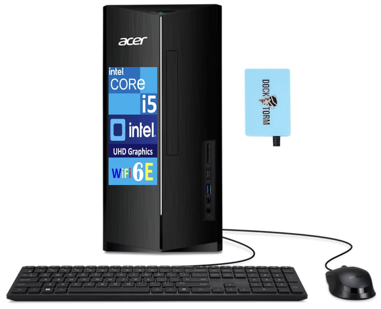 acer Aspire TC-1785-UA92 Business Desktop (Intel i5-14400, 16GB DDR5, 512GB PCIe NVMe SSD, Intel UHD, 300W PSU, WiFi 6E, Bluetooth 5.3, RJ-45, 2 HDMI, Windows 11 Pro) w/DKZ USB Port Expander