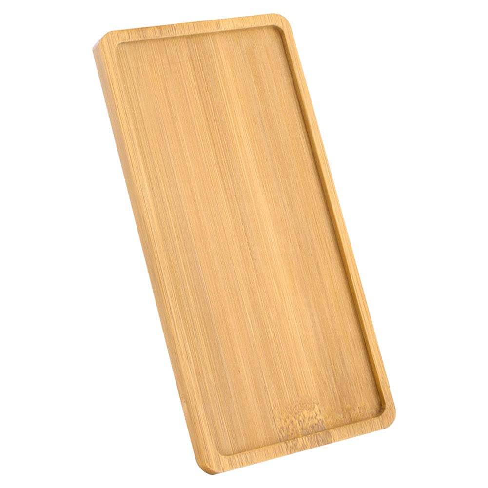 YCDC Mini Rectangle Bamboo Tray, Plant Saucer, Drainage Pot Saucer, Rectangular Wooden Tray for Succulent Planter, Bonsai Flower Boxes, 17.5x8.8x1cm/6.93x3.46x0.35inch