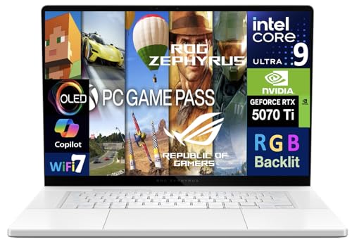 Image of ASUS ROG Zephyrus G16 Laptop 16.0 inch 240Hz WQXGA Display (Intel Ultra 9-285H, GeForce RTX 5070 Ti 12GB, 32GB LPDDR5X, 2x4TB SSD R0 (8TB), RGB KB, Thunderbolt 4, WiFi 7, Win 11 Pro) w /USB-C Dock