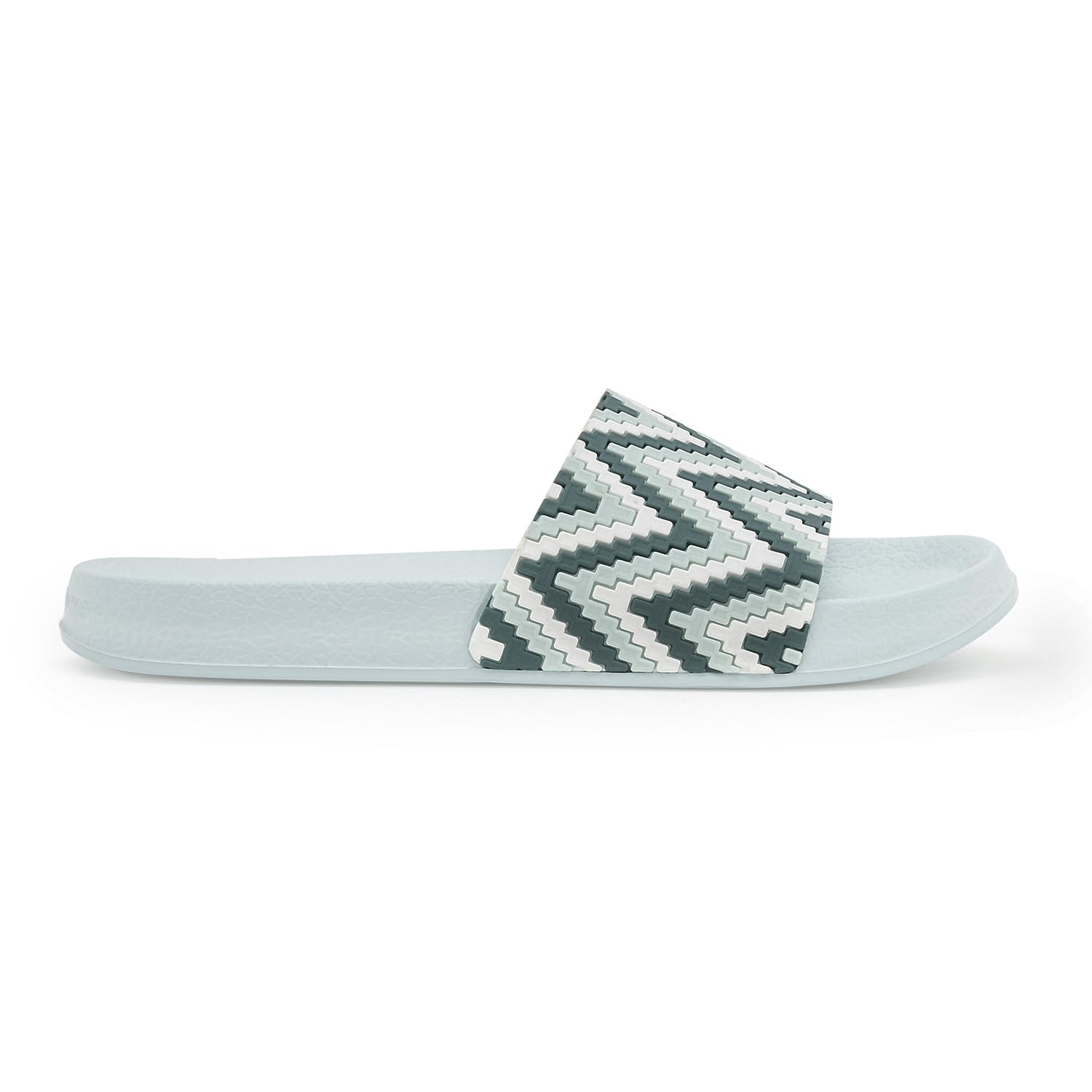 Womens Sliders in Green and White | Casual Pool Sliders-image-23