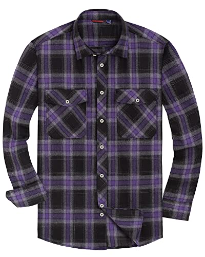 Image of Alimens & Gentle Men's Button Down Regular Fit Long Sleeve Plaid Flannel Casual Shirts