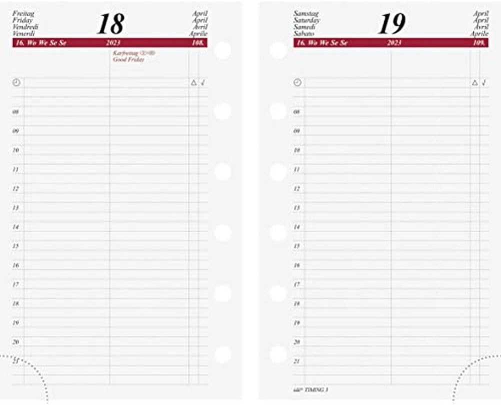 rido/idé Timing 3 2023 Daily Calendar Sheet Size 7.6 x 12.7 cm