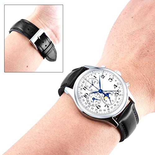 Image of BINLUN Leather Watch Band 14mm 16mm 18mm 19mm 20mm 21mm 22mm Quick Release Premium Oil Wax Leather and Breathable Silicone Hybrid Watch Bands Replacement Strap for Men Women