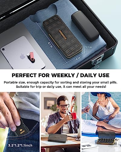Image of Pill Organizer 3 Times A Day - Acedada Weekly Pill Organizer 3X A Day, Large Pill Box 7 Day Medicine Organizer Pill Case, Pill Container Holder, Daily Pill Box 3 Times A Day, for Vitamin, Black Grey