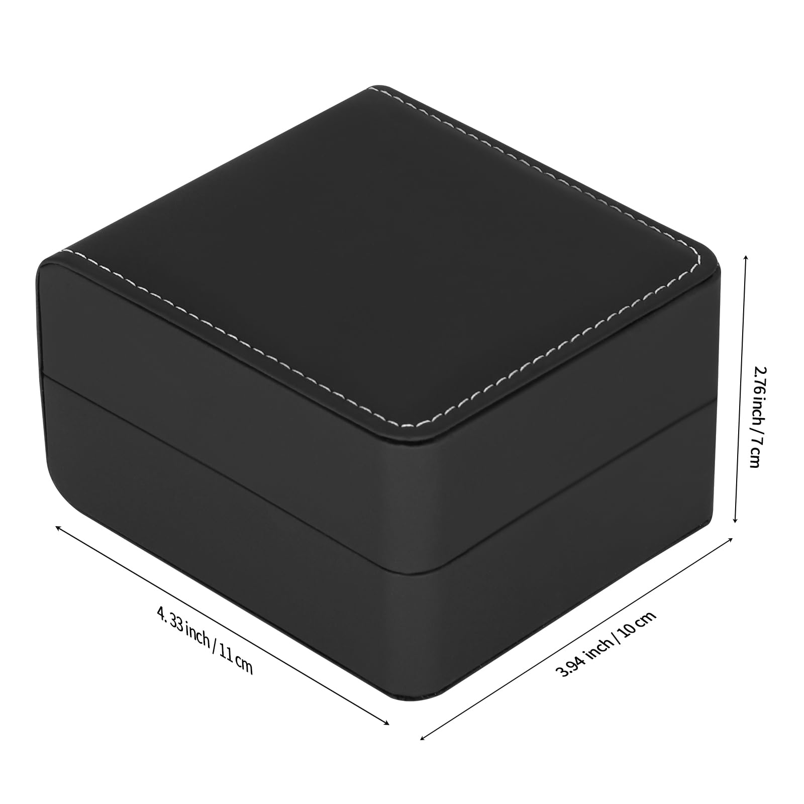 BAOPEND Single Watch Case, Travel Watch Gift Box with Removable Pillow, Luxury PU Leather Wristwatch Display Organizer Holder Boxes for Mem and Women (Black)