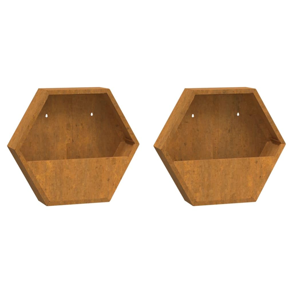 vidaXL Jardineras de Pared 2 uds Acero corten Oxidado 46x10x40 cm, Jardinera de Pared para Exteriores, Jardinera montada en la Pared, Maceta de Pared