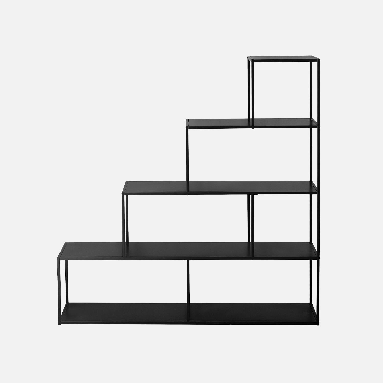 Libreria industriale a scala in metallo, 4 livelli Nero - 160x30x157 cm