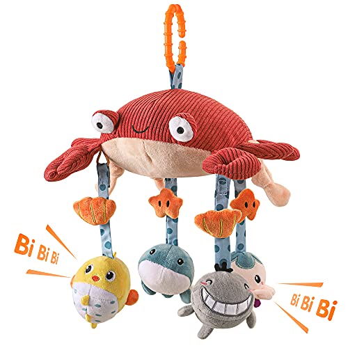 Image of TUMAMA Baby Toys for 0 3 6 9 to 12 Months, Activity Plush Animal Stroller and Hanging Toy for Baby Car Seat Crib Travel, Sensory Learning Toy