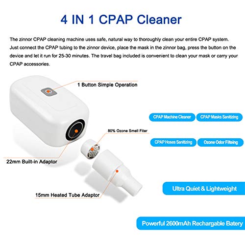 Zinnor CPAP Cleaner,2020 Upgrated CPAP Cleaner and Sanitizer (No More Bad Smell of Ozone) for CPAP Mask, Regular & Heated Hose Pipe Tube Accessories and Equipment for Travel and Home - Thumbnail 2