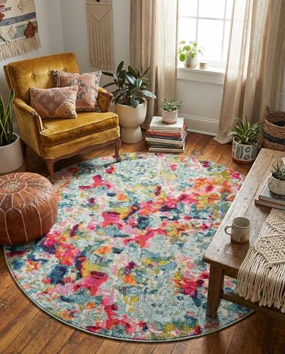 Tapete redondo multi color 6 pies Rugs.com miniatura 5
