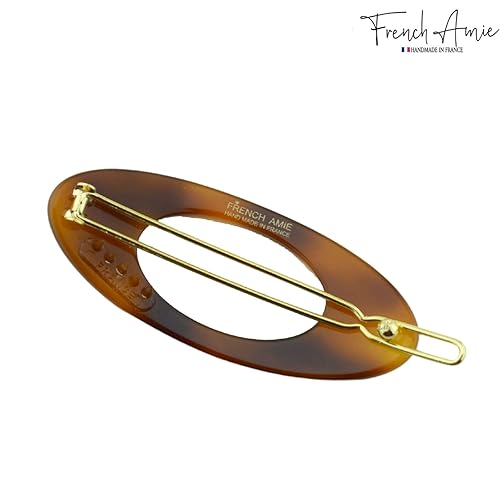 Miniatura 7 de French Amie Pasadores laterales ovalados pequeños de acetato de celuloide de 2 14 pulgadas con sujeción fuerte para el cabello con cierre Tige Boule