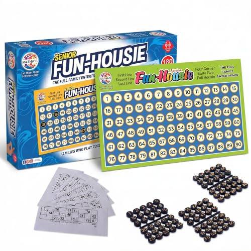 Image of Ratna's Fun Housie Senior, 180 Tickets Board Game, 1-90 Numbers, Fixing Checking Board, Family Party Games