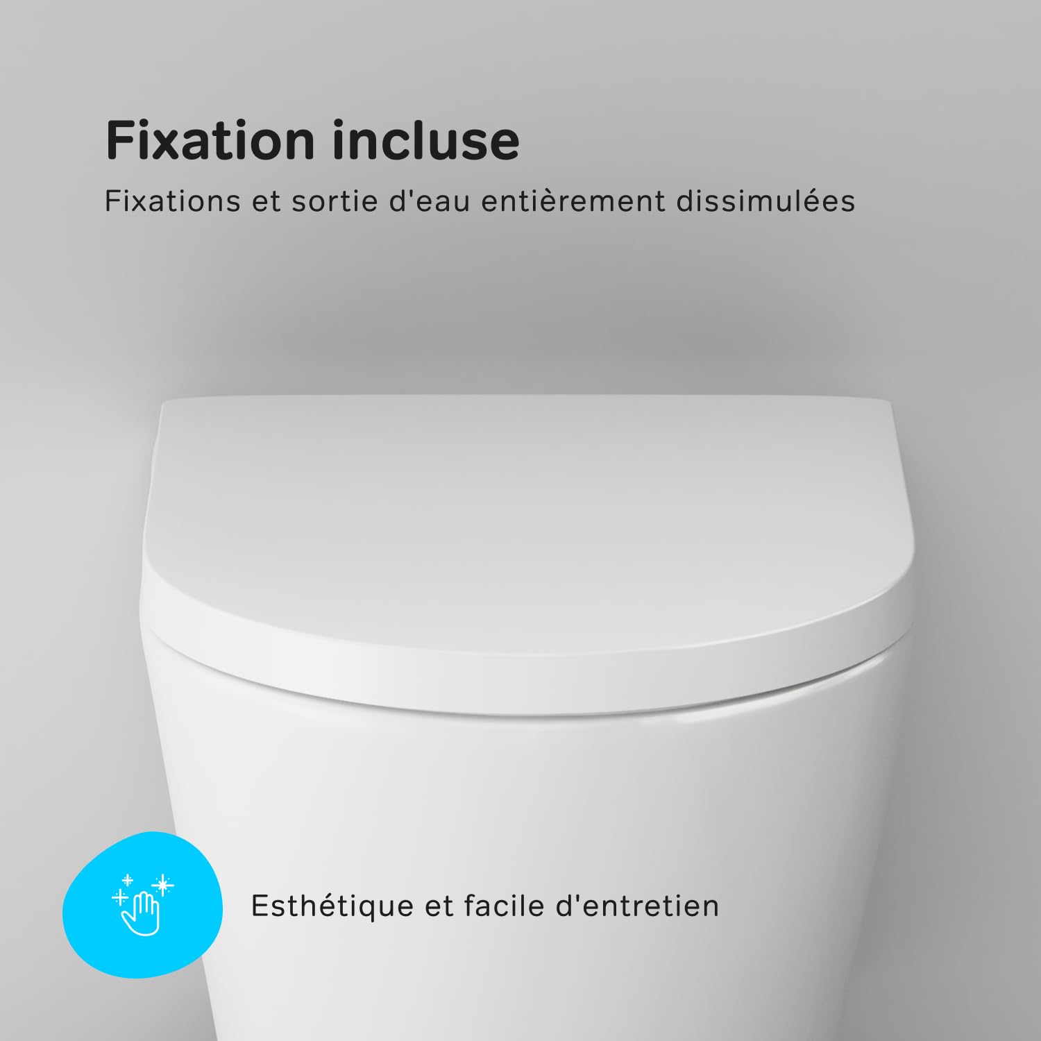 AM.PM Flash - WC Suspendu Sans Bride, Sans Rebord, Cuvette WC Suspendu Complet Kit, Abattant WC avec Amovible Softclose, Fixation Invisible, Toilette Suspendu Mural en Céramique, Blanc, 39 cm