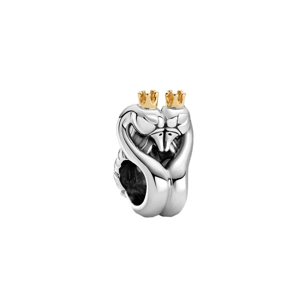 Amazon | PANDORA Two-Tone Swans & Heart Charm | チャーム 通販