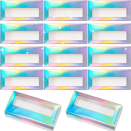 50 Pieces Empty Eyelash Case Boxes Lash Box Packaging Empty Lash Boxes Glitter Paper Cardboard Plastic Eyelash Storage Box False Lashes Cases Holder (Multicolor)