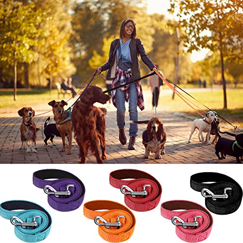 6 Pieces Double Sided Reflective Dog Leash, Nylon Dogs Leashes for Medium and Large Dogs Heavy Duty Padded Handle Dog Leash for Walking, Training, 5 Feet (Classic) - Thumbnail 6