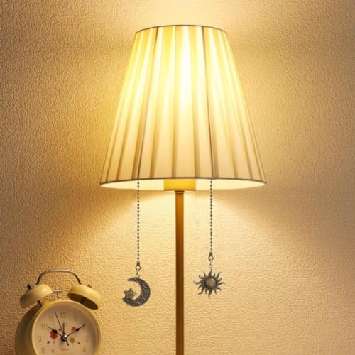 Image of Ceiling Fan Pull Chain Set,Decorative Fan Pull Chain Pendant Extension, 12 Inches Lighting & Fan Beaded Ball Chain Extender with Connector Moon and Sun- 4Pcs