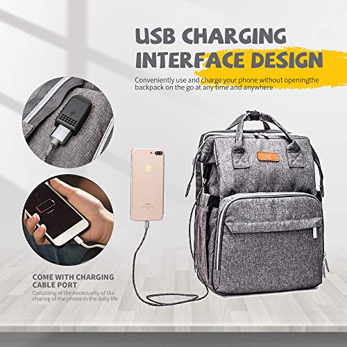 XDW-GIFTS 3 in 1 Travel Foldable Baby Bed Diaper Bag,Diaper Backpack Changing Station,Built-in USB Charging Port and Stroller Straps