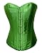 Chicastic Emerald Green Satin Sexy Strong Boned Corset Lace Up Overbust Bustier Bodyshaper Top - Large