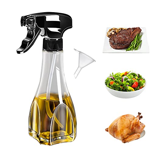 Holzsammlung Spruzzatore Olio, 240 ml Nebulizzatore Olio di Oliva Spruzzatore per Cottura, Bottiglia Spray Cucina Spruzzino Aceto in Vetro per Friggitrice ad Aria, Barbecue, Insalata, Cottura, Pasta
