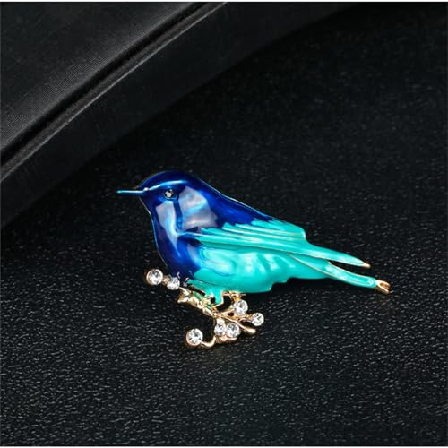 Image of coadipress Colorful Birds Brooch Pins Crystal Rhinestone Branch Bird Brooch Cute Enamel Animal Magpie Hummingbird Pin Fashion Jewelry Accessories Gifts