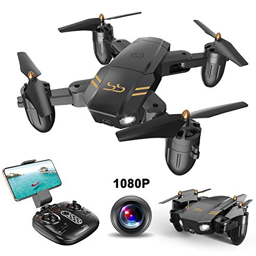 ScharkSpark Drone Guard for Beginners, Drone with 1080P FPV HD Camera/Video, Portable RC Quadcopter, 2.4G 6-Axis Headless Mode Altitude One Key Return 3D Flips and Rolls Toys