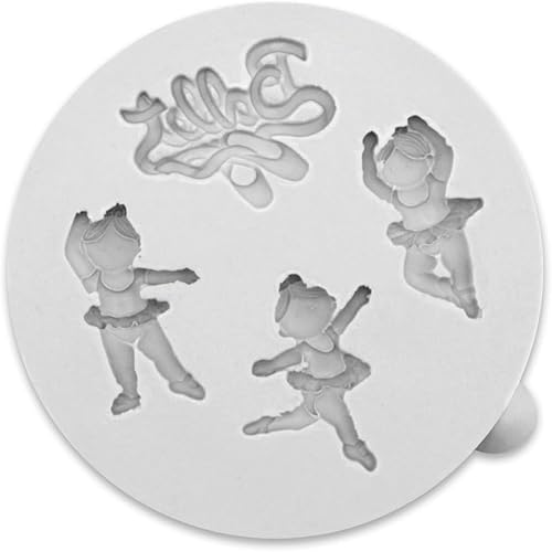 Miniatura 2 de Katy Sue Molde de silicona de bailarinas en miniatura para decoración de pasteles y manualidades, tamaño del molde 3.150 x 2.953 x 0.394 in o 3.2 x
