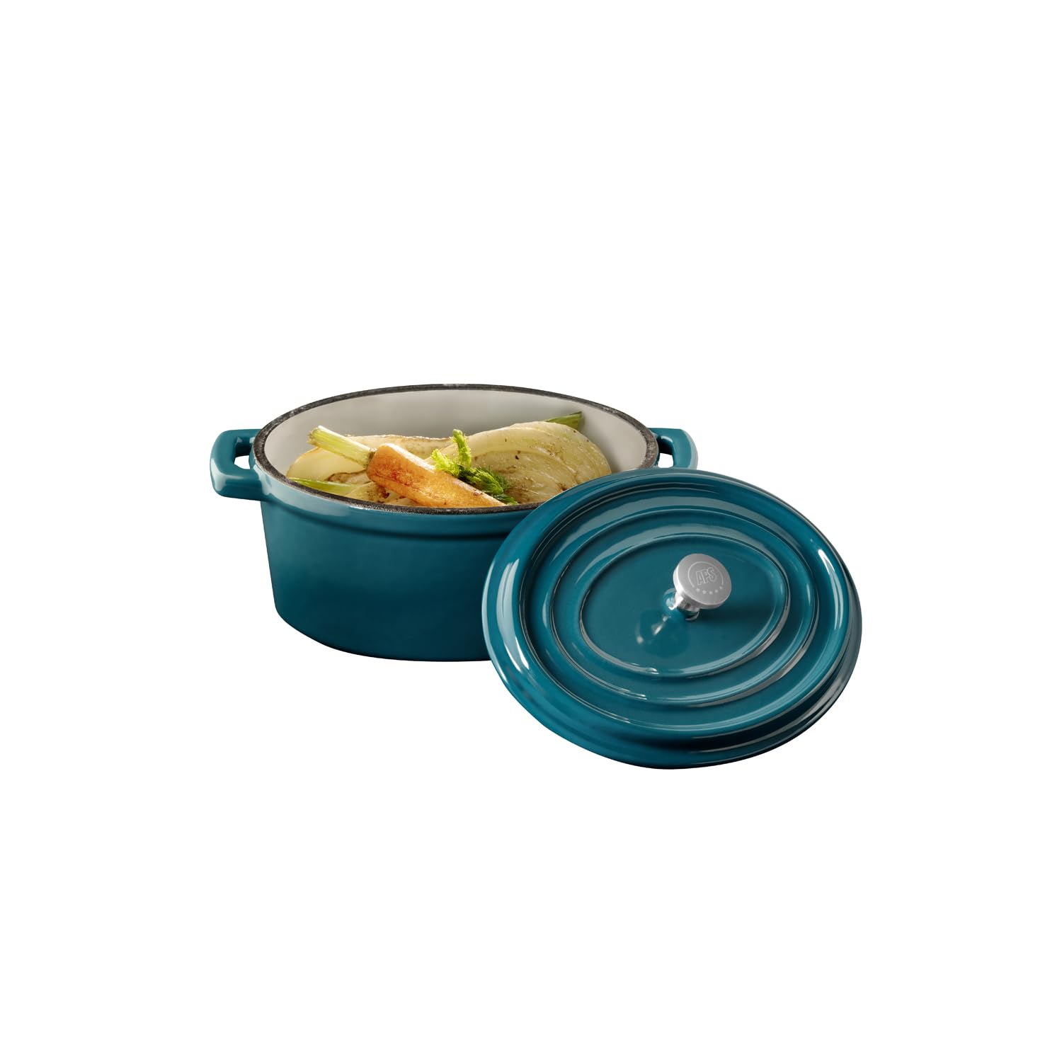 APS 88335 Mini rondel z pokrywką 5 STARS – żeliwo emaliowane, 0,45 litra, turkusowy, nadaje się do kuchenek indukcyjnych
