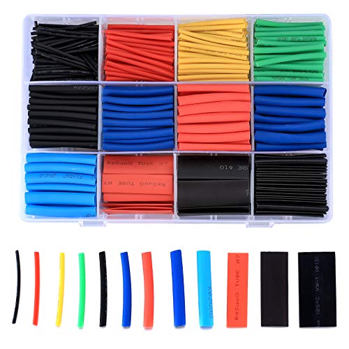 560 Pcs Heat Shrink Tubing Kit, Electric Insulation Heat Shrink Wrap Cable Sleeve, Cable Wire Shrink Wrap Sleeving Connectors for Electrical Mechanical Protection(5 Colors/12 Sizes)