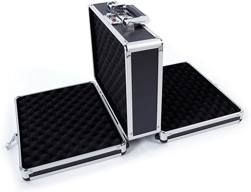 Miniatura 1 de Estuche rígido largo de aluminio para rifle  Caja de almacenamiento portátil de escopeta con bloqueo con espuma acolchada  Estuche táctico para