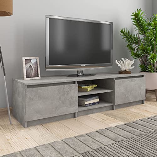 Annlera Meuble TV Gris Béton 140x40x35,5 cm Aggloméré Classique Banc TV Décorer Pièce...