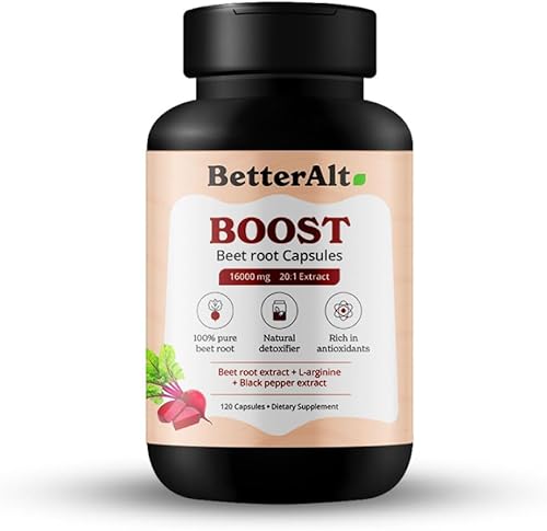 Better Alt Cápsulas de polvo de raíz de remolacha  120 pastillas de remolacha  Polvo de raíz de remolacha 100% puro y refuerzo de óxido nítrico