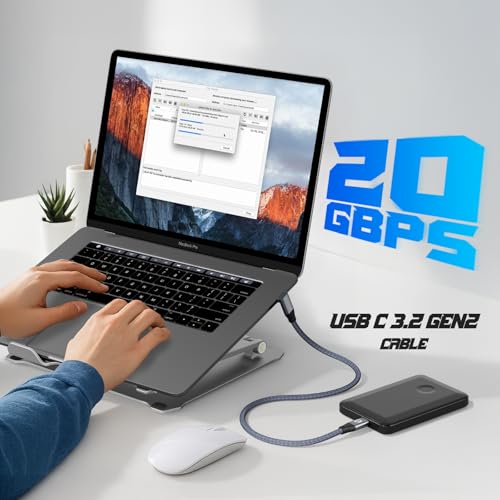 UseBean 90 Degree USB C Cable 1ft, 90° Short USBC to USBC 3.2 Gen 2x2 20Gbps Data Transfer Cable, 5K/4K 60Hz Monitor Cord, 240W PD Type C Rapid Charging Cord for iPhone 17 16 Pro Max, iPad, MacBook by UseBean - Image 4