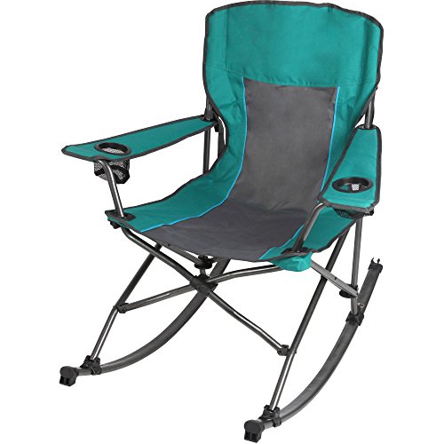 Ozark Trail Quad Fold Rocking Camp Chair with Cup Holders, Green