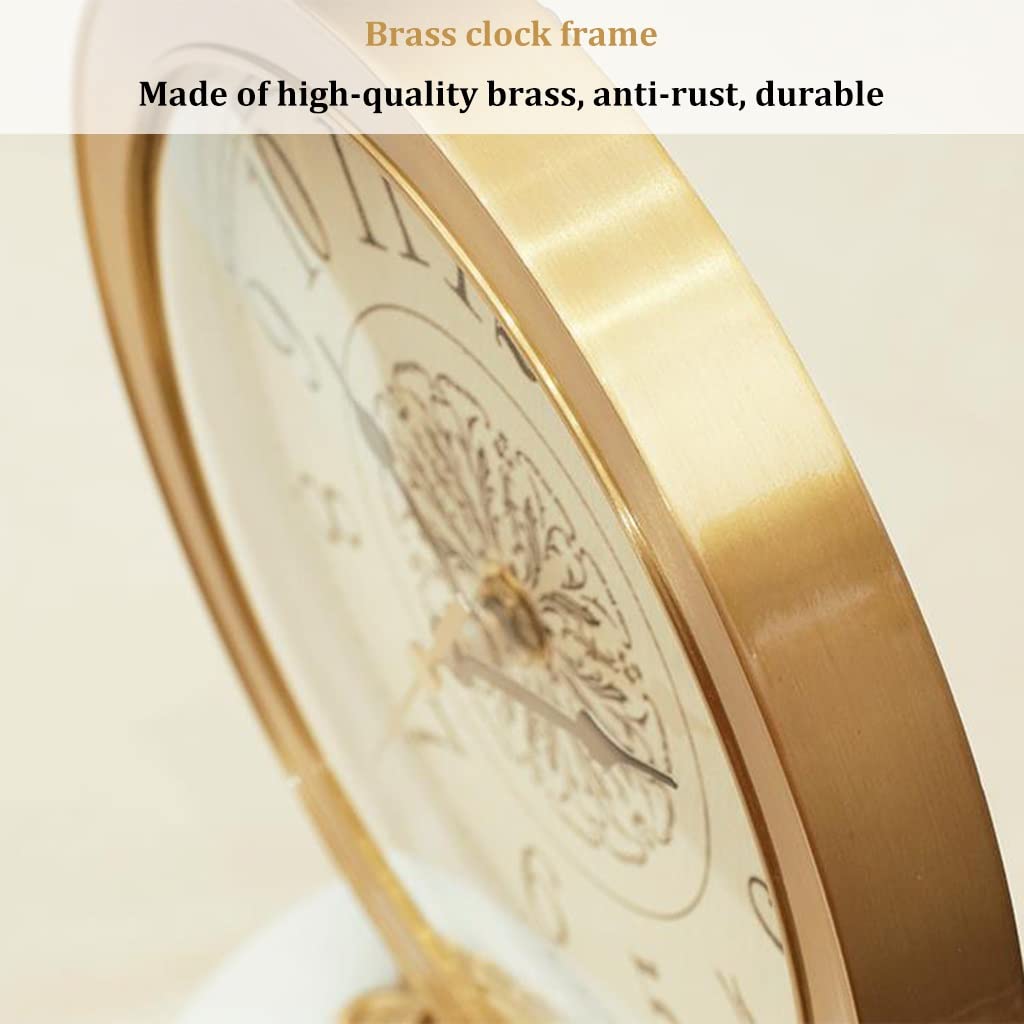 Orologio da tavolo in rame puro stile retrò, silenzioso, senza ticchettio, per mensola, camera da letto, cucina, piano di lavoro, orologio decorativo,