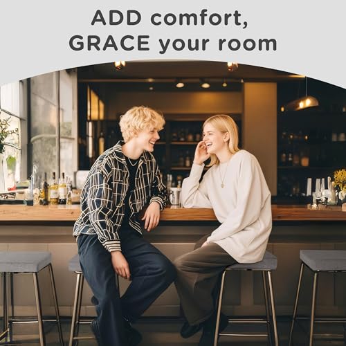 Image of AddGrace Anti-Slip Bar Stool Cushions Square Bar Stool Seat Cushions with Ties Set of 6 Small Square Chair Pads with Machine Washable Cover 12 inchX12 inchX2 inch (Light Grey)