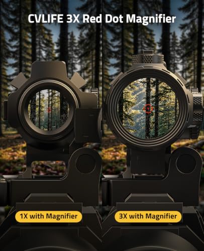 CVLIFE JackalHowl 25mm Obj 3X Red Dot Magnifier,QD Flip Side Mount - image 6