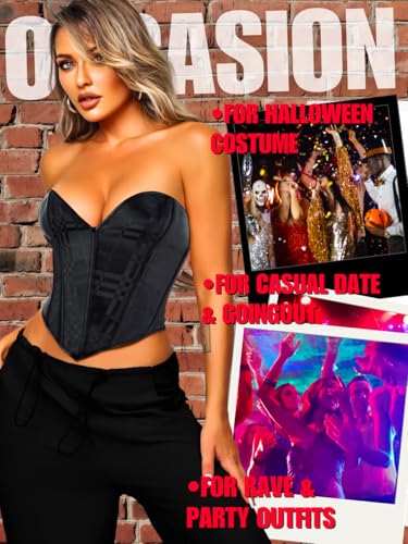 Image of ChiaoLezhee Heart Corset Top For Women, Sexy Concert Outfits Going Out, Strapless Crop Top, Overbust Bustier