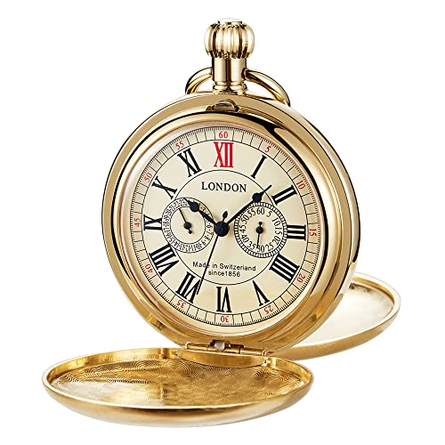 Elegant Men’s Mechanical Pocket Watch, Mechanical Pocket Watches with Chain, Mechanical Pocket Watches with Box for Men