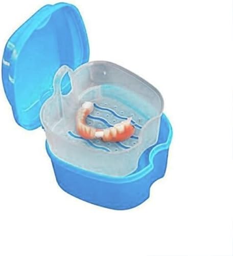 Miniatura 2 de Denture Bath Case Cup Box Holder Storage Soak Container with Strainer Basket for Travel(Light Blue).