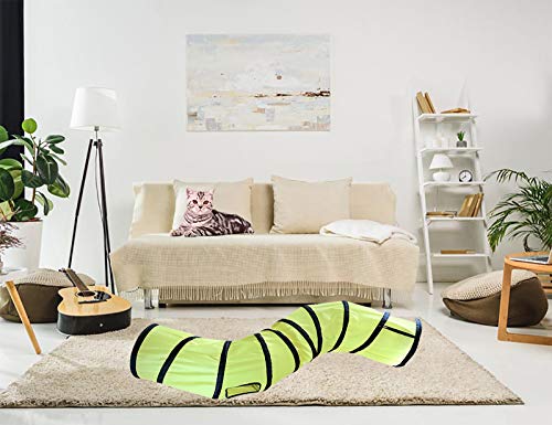 Image of iCAGY Cat Tunnel for Indoor Cats Interactive, Rabbit Tunnel Toys, Pet Toys Play Tunnels for Cats Kittens Rabbits Puppies Crinkle Pop Up Yellow 47 inch Shape S