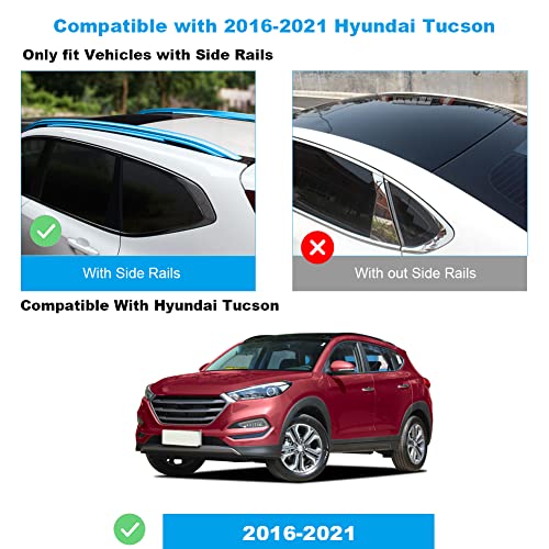 Jdmon JLACB008 Roof Rack Cross Bars Compatible With Hyundai Tucson 2016 2017 2018 2019 2020 2021 With Side Rails Anti-Theft Locks Desigh, Aluminum Luggage Rack For Rooftop Cargo Bag Carrier Kayak Bike thumb #3
