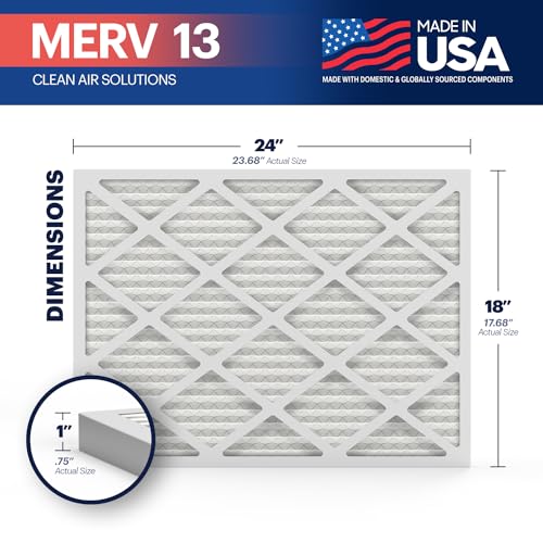 Image of BNX TruFilter 18x24x1 Air Filter MERV 13 (6-Pack) - MADE IN USA - Electrostatic Pleated Air Conditioner HVAC AC Furnace Filters for Allergies, Pollen, Mold, Bacteria, Smoke, Allergen, MPR 1900 FPR 10