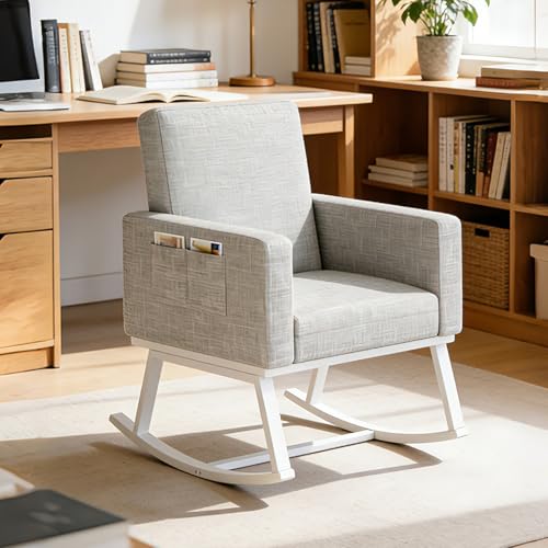 Catálogo para Comprar On-line Sofa Reclinable del mes. 44 Uzelia Sillón Reclinable Individual, Mecedora Sillón Moderno, Sofá Individual Moderno para Relajarse con Balanceo Suave y Estable, Silla Decorativa para Sala o Recámara, Gris