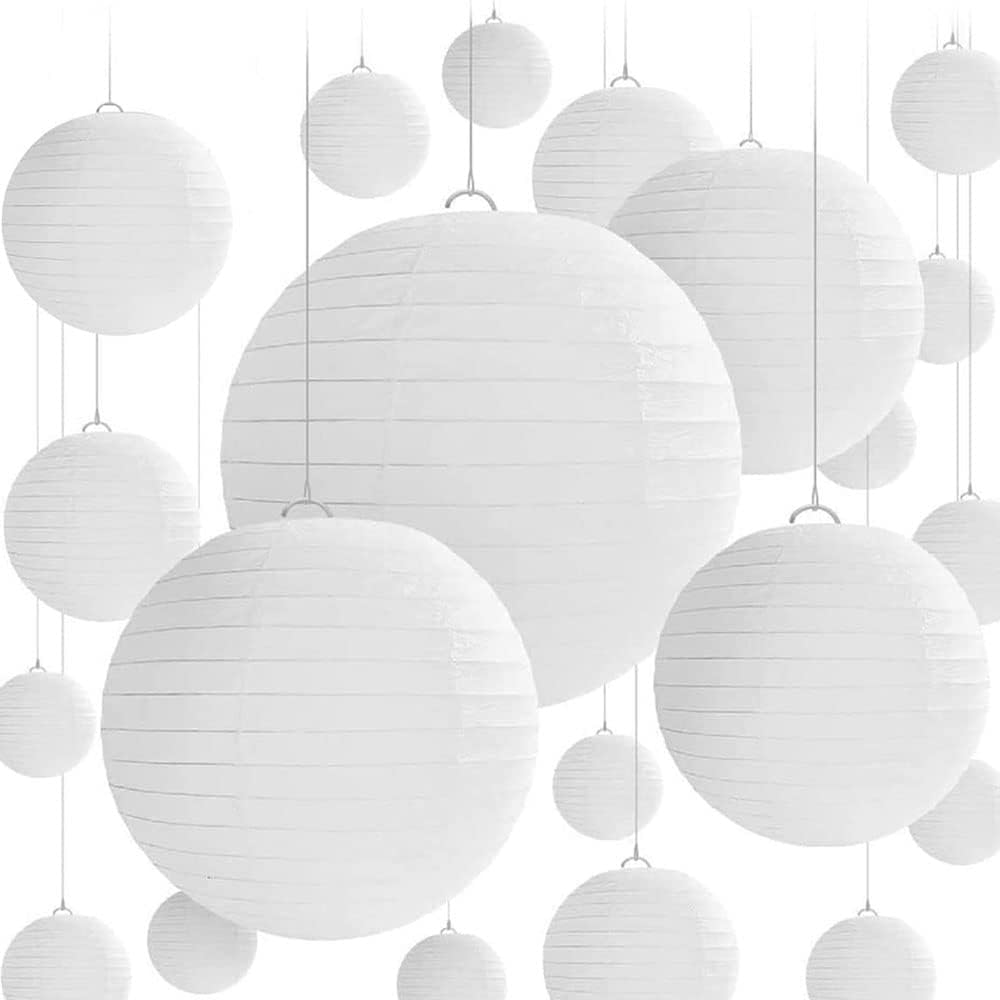 16 Pieces Paper Lanterns, Round Paper Lanterns, Hanging Paper Lanterns