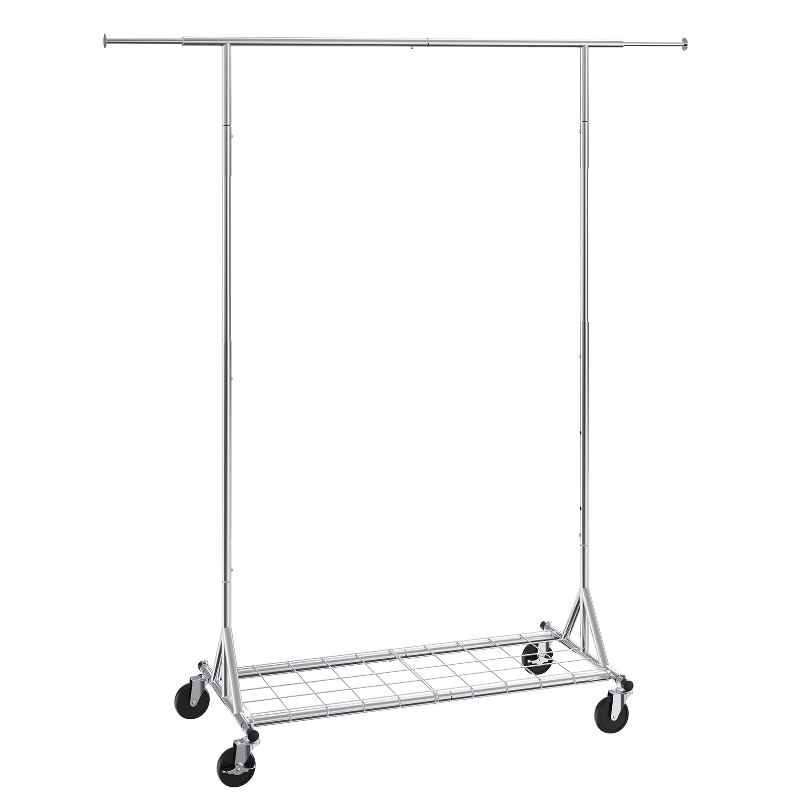 VEVOR Clothes Rack with Wheels, Heavy Duty Clothing Garment Rack, Commercial Clothing Rack for Hanging Clothes with Bottom Storage Area, 450 lbs Load Capacity, Adjustable Height and Extendable Length