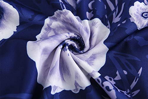 Image of Women's Elegant Vintage Dresses Knee Length Casual Floral Print Work Party Peter Pan Collar A-Line Dress with Pockets 978