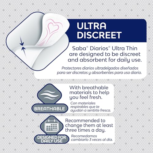 Image of Saba Diarios Ultra Thin Multishape Pantiliners, Flexible & Versatile Panty Liners, 8-Pack of 30 Pads (240 Count)